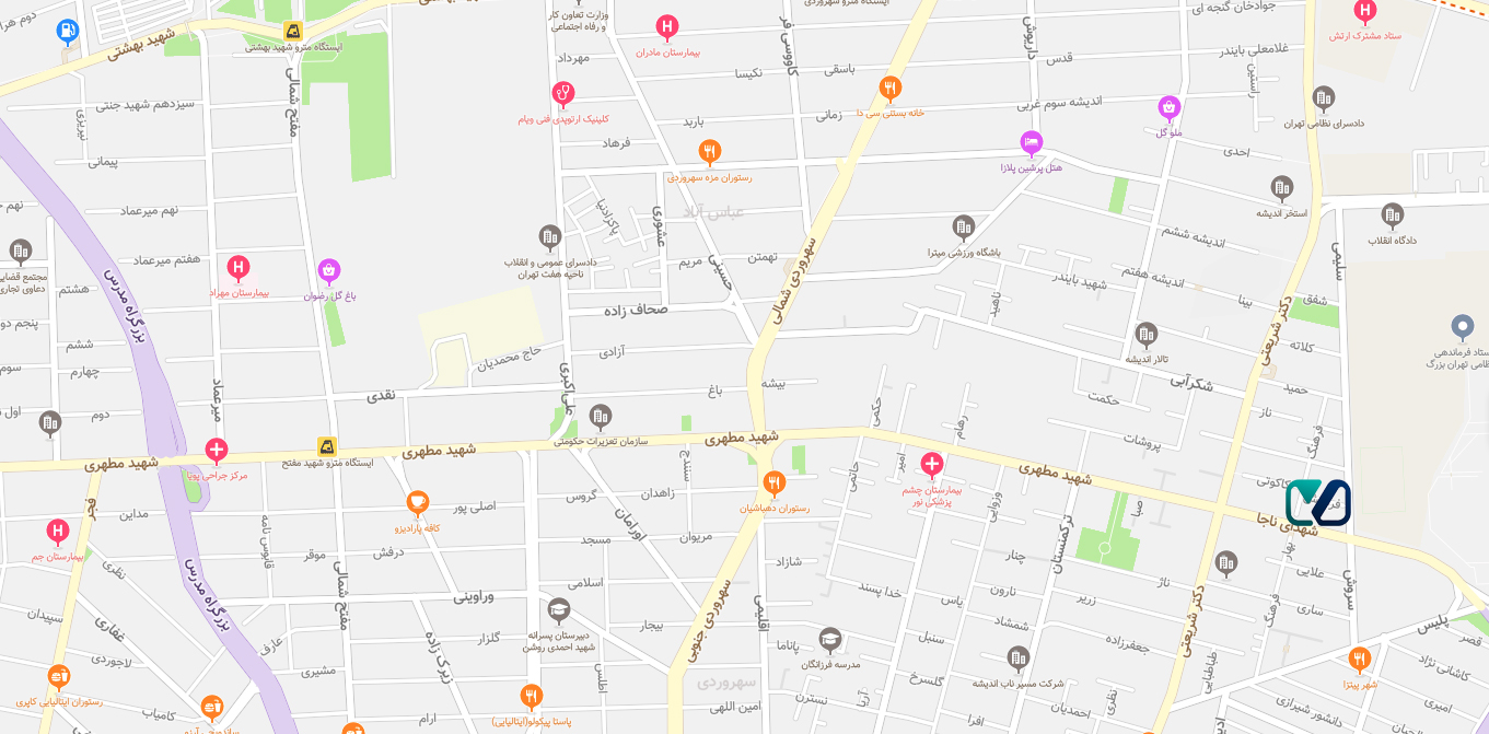 موقعیت وکتور روی نقشه